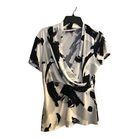 DKNY Black and White Abstract Print Top - Picture 1 of 2